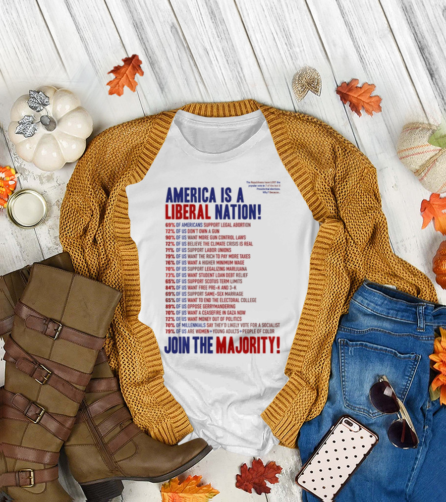 America is a Liberal Nation 69% of Americans Support Legal Abortion Join the Majority T-Shirt