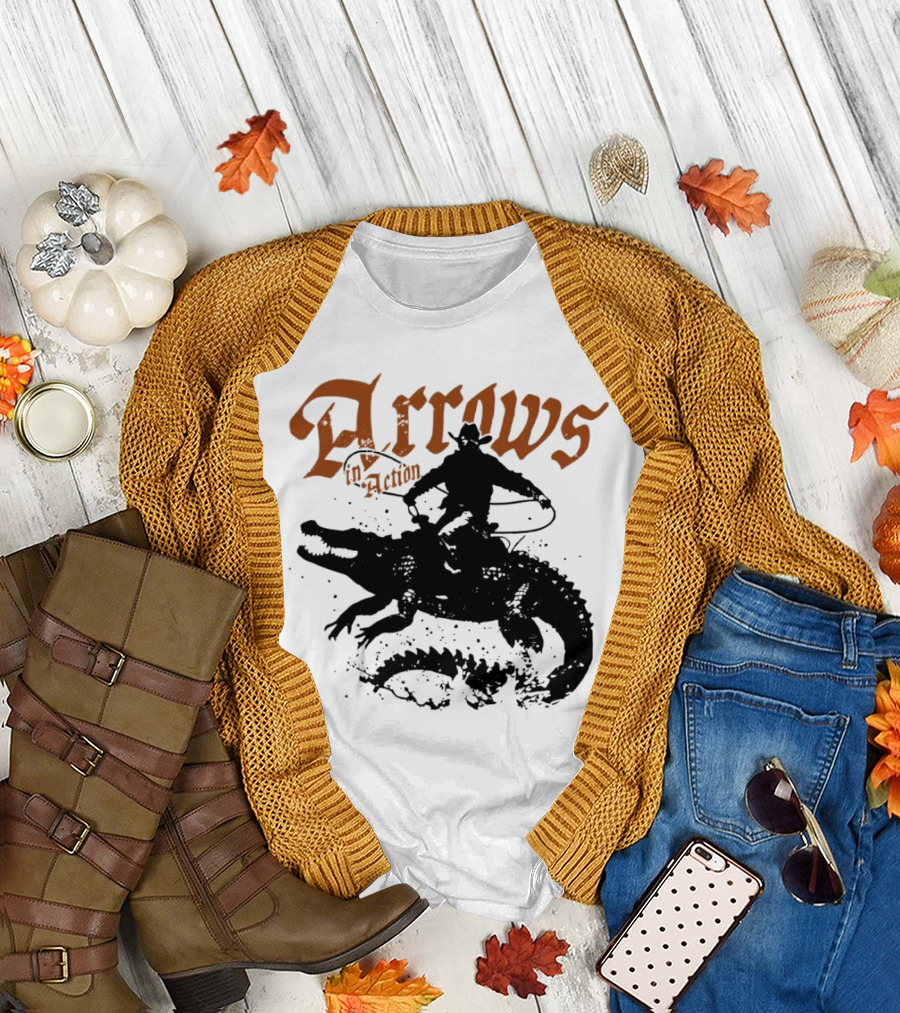Arrows In Action Cowboy Riding Alligator T-Shirt