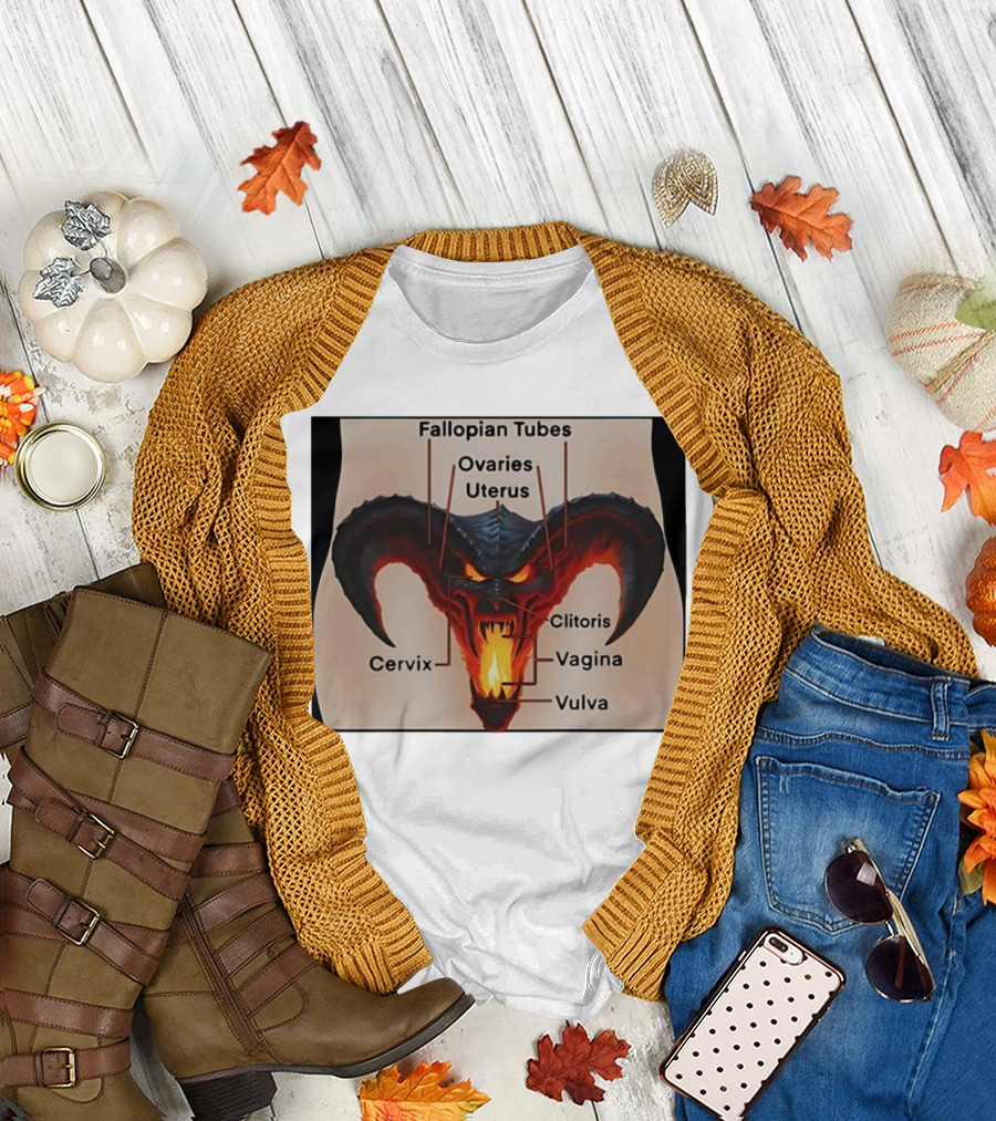 Fallopian Tubes Ovaries Uterus Cervix Clitoris Vagina Vulva Demon Anatomy T-Shirt