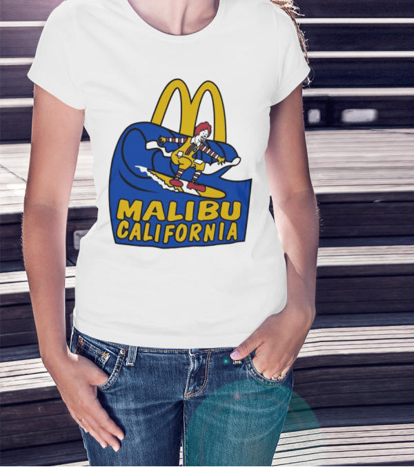 McDonald’s Clown Surfing Malibu California Waves T-Shirt