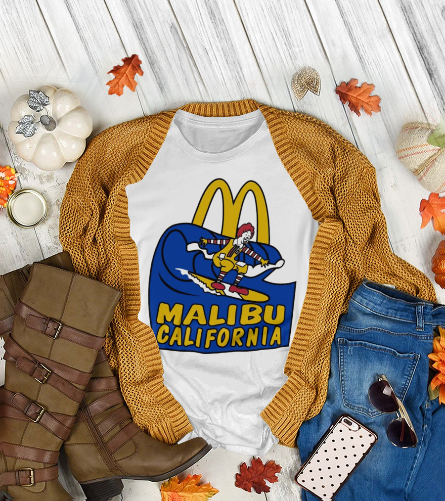 McDonald’s Clown Surfing Malibu California Waves T-Shirt