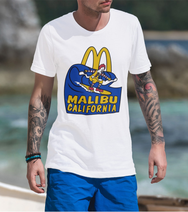 McDonald’s Clown Surfing Malibu California Waves T-Shirt
