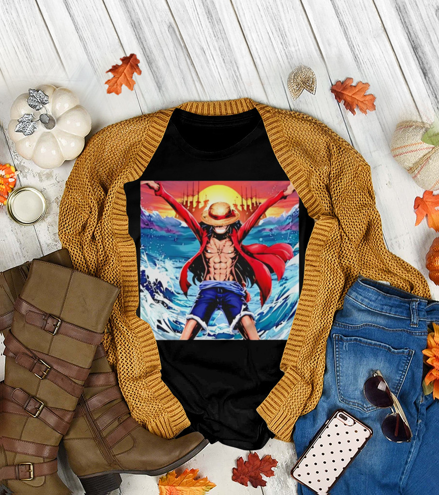 One Piece Monkey D. Luffy Four Emperor Epic Ocean Battle Scene T-Shirt