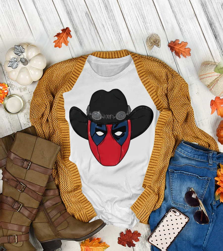 Por Favor Porfapool Deadpool Cowboy Hat Mask T-Shirt