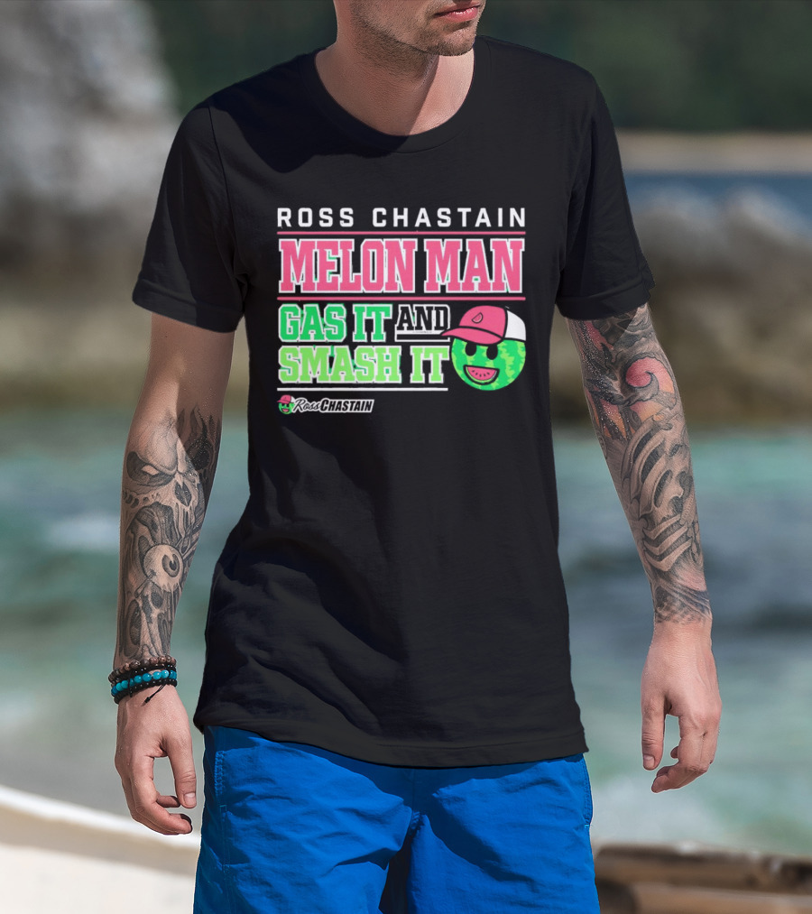 Ross Chastain Melon Man Gas It And Smash It Watermelon Face T-Shirt