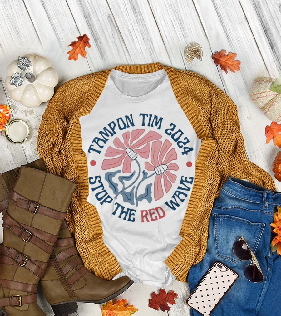 Tampon Tim 2024 Stop the Red Wave Floral T-Shirt
