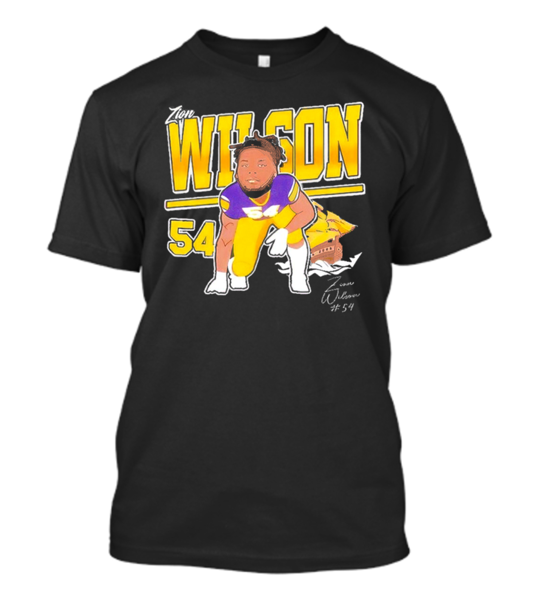 Zion Wilson 54 East Carolina Pirates Cartoon Football Player T-Shirt