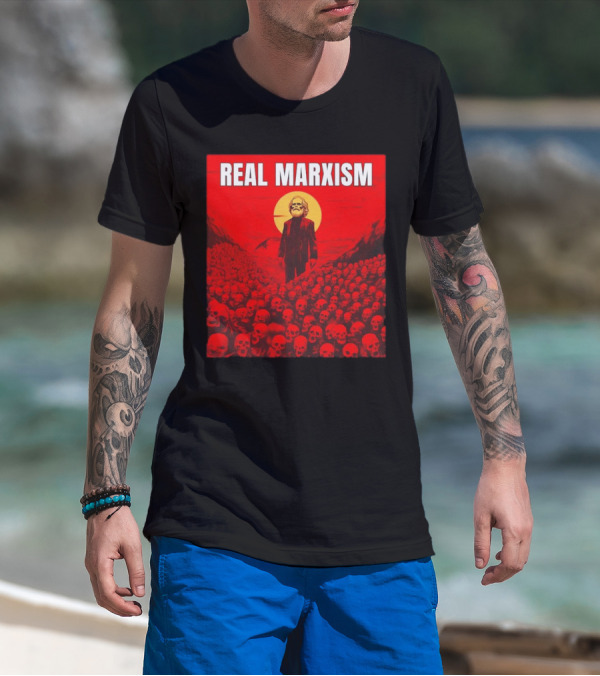 Karl Marx Real Marxism Surrounded By Skulls T-Shirt