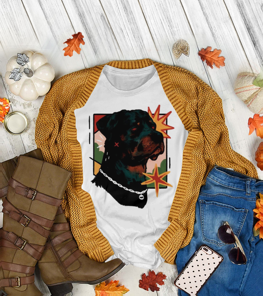 Rottweiler Pop Art Style with Starburst Elements T-Shirt