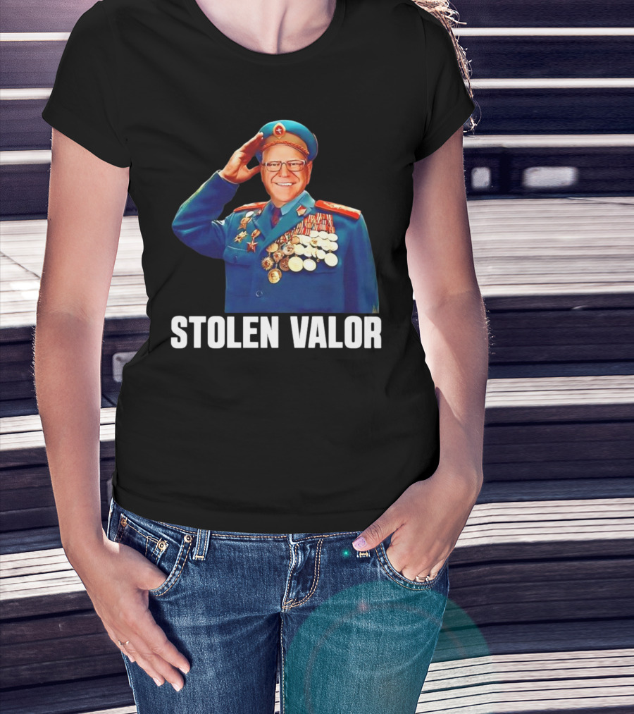 Tim Walz Stolen Valor Soviet Military Outfit Political Conservative T-Shirt