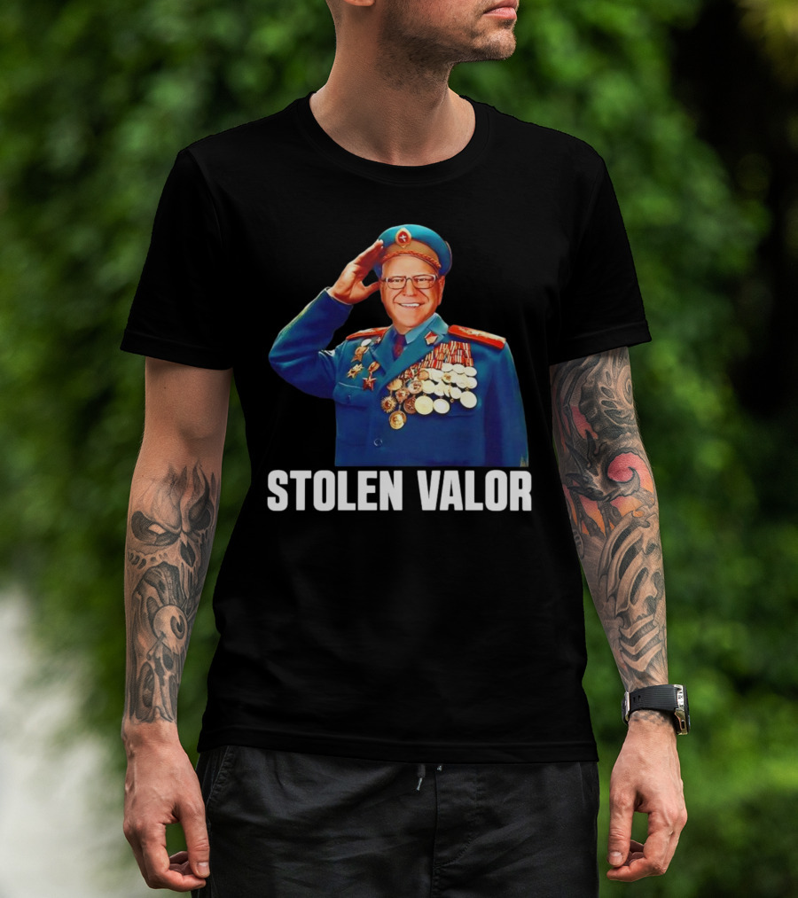 Tim Walz Stolen Valor Soviet Military Outfit Political Conservative T-Shirt