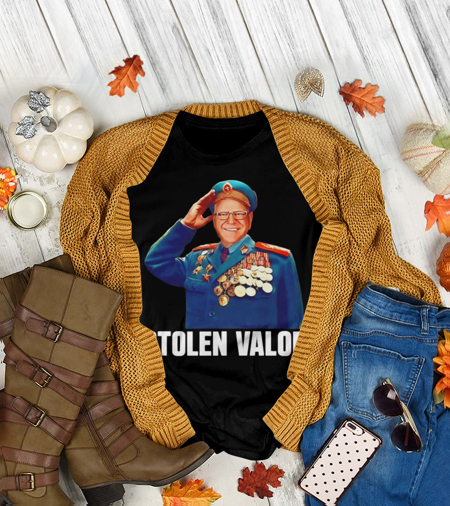Tim Walz Stolen Valor Soviet Military Outfit Political Conservative T-Shirt