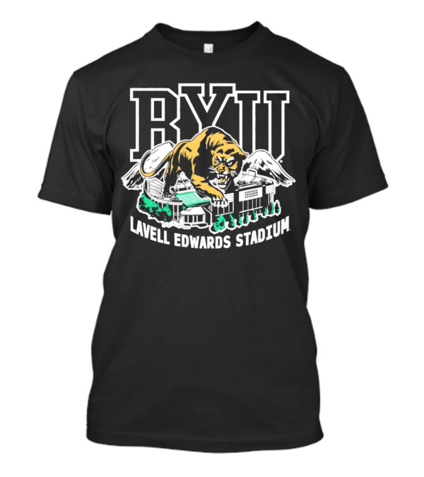 BYU Cougars Lavell Edwards Stadium Cougar Mascot T-Shirt