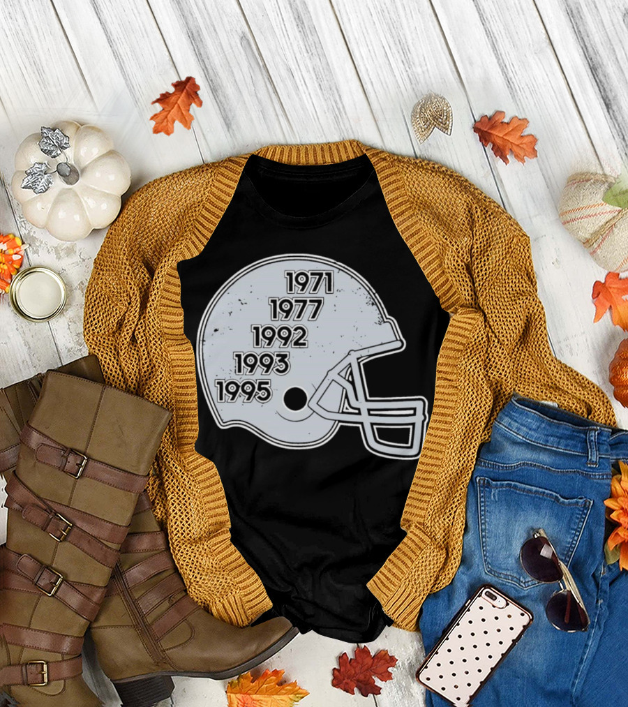 Dallas Cowboys Glory Years 5 Times Helmet 1971 1977 1992 1993 1995 T-Shirt