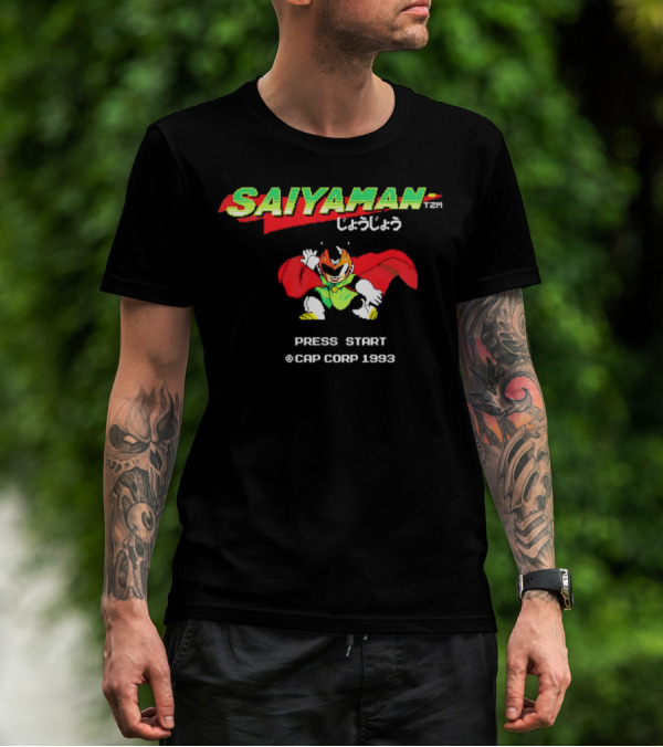 SAIYAMAN Press Start ©CAP CORP 1993 Vintage Game Gohan Rocks T-Shirt