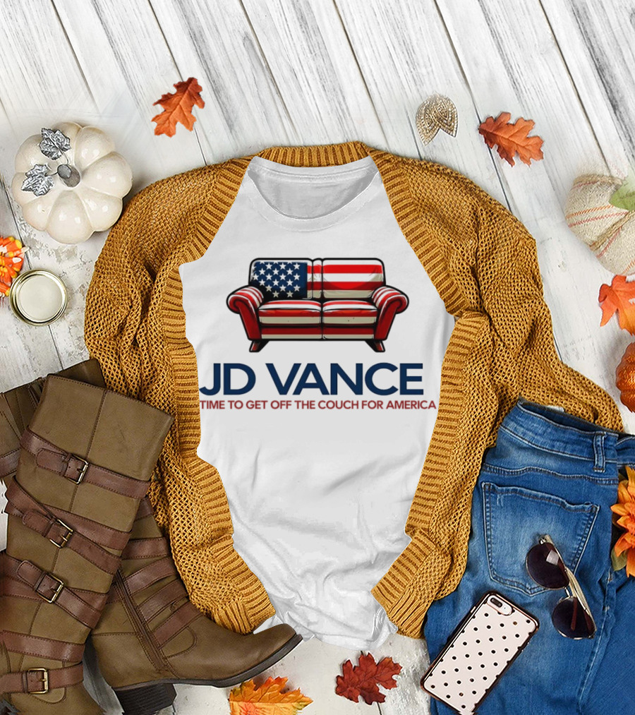 JD Vance Time to Get Off the Couch for America USA Flag Couch T-Shirt