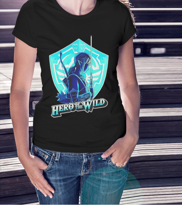 Hero Of The Wild Legend Of Zelda Link Blue Sword And Shield T-Shirt