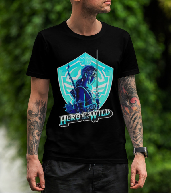 Hero Of The Wild Legend Of Zelda Link Blue Sword And Shield T-Shirt