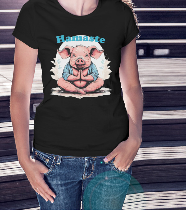 Hamaste Schwein Yoga Namaste Nationaler Humor T-Shirt