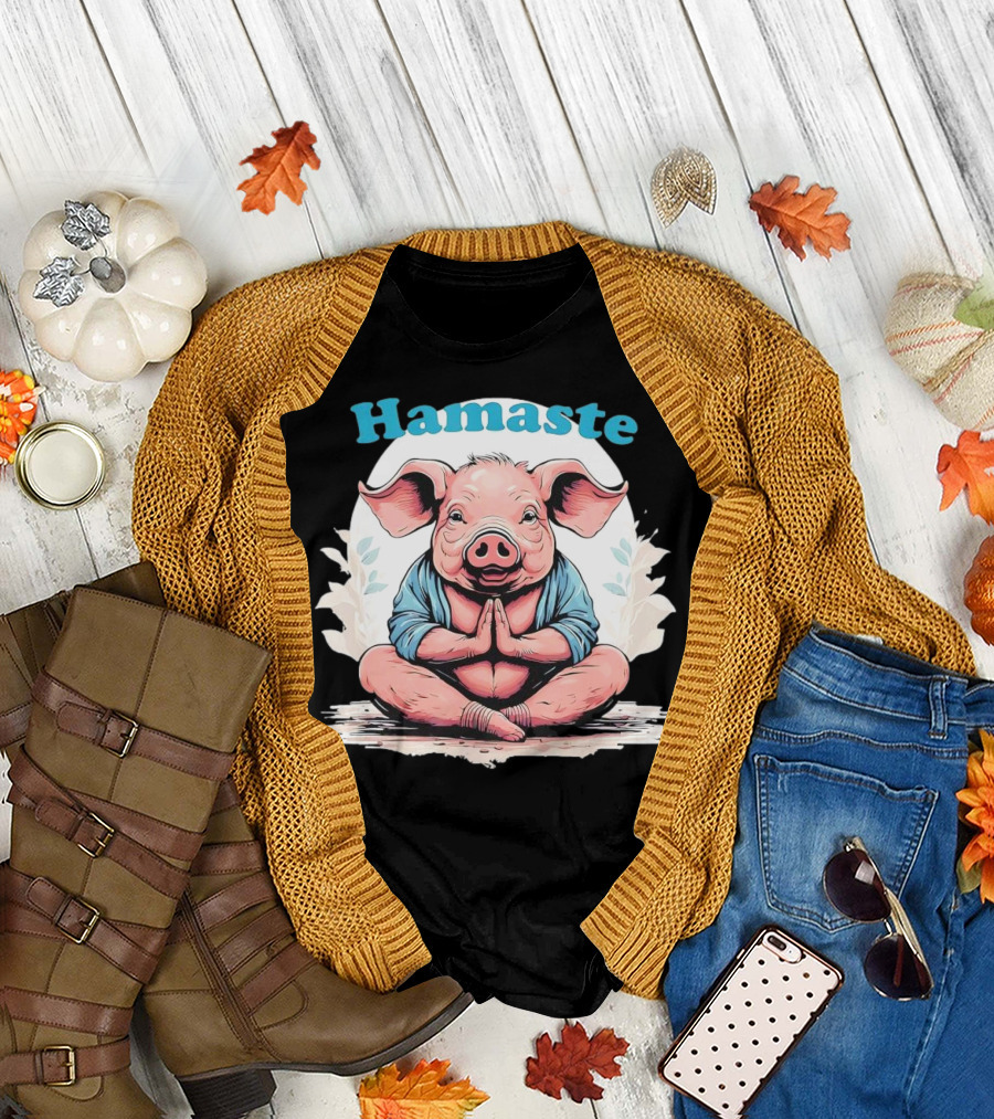 Hamaste Schwein Yoga Namaste Nationaler Humor T-Shirt