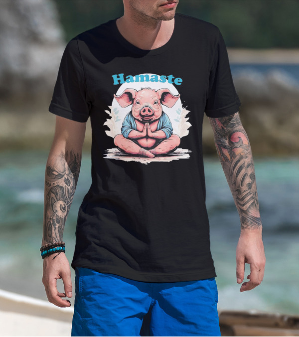 Hamaste Schwein Yoga Namaste Nationaler Humor T-Shirt