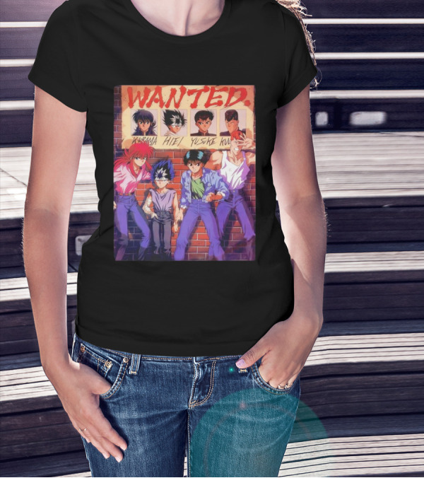 Yu Yu Hakusho 1992 Wanted Kurama Hiei Yusuke Kuwabara T-Shirt