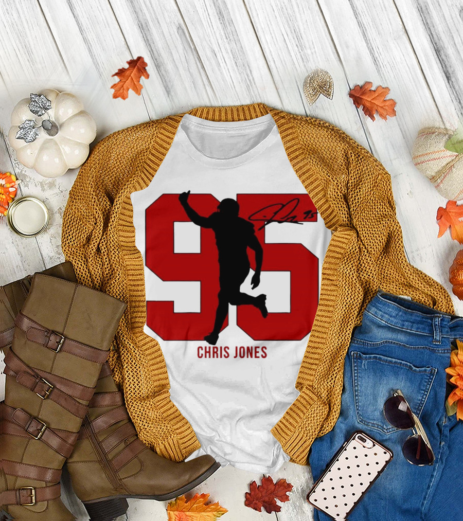 Chris Jones 95 Kansas City Chiefs Silo Signature Action Number T-Shirt