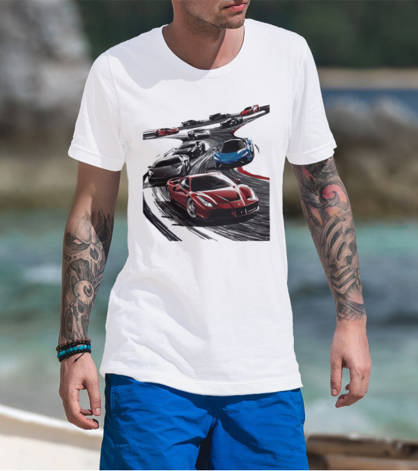 Furious Speed Race Cars Ferrari Lamborghini McLaren Track Racing T-Shirt