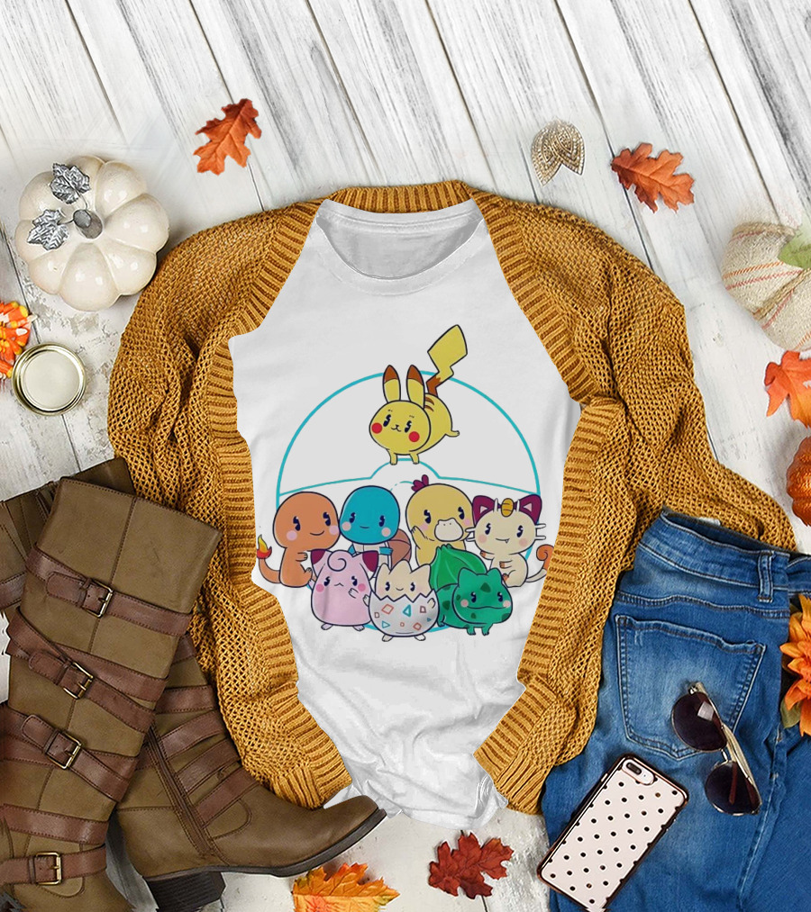 Kawaii Pokes Pikachu Bulbasaur Charmander Squirtle Cuties T-Shirt