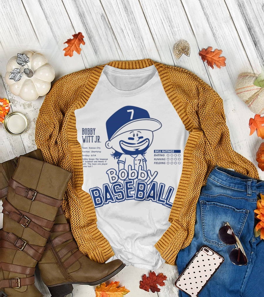 Bobby Witt Jr. Kansas City Bobby Baseball Caricature Skill Ratings T-Shirt