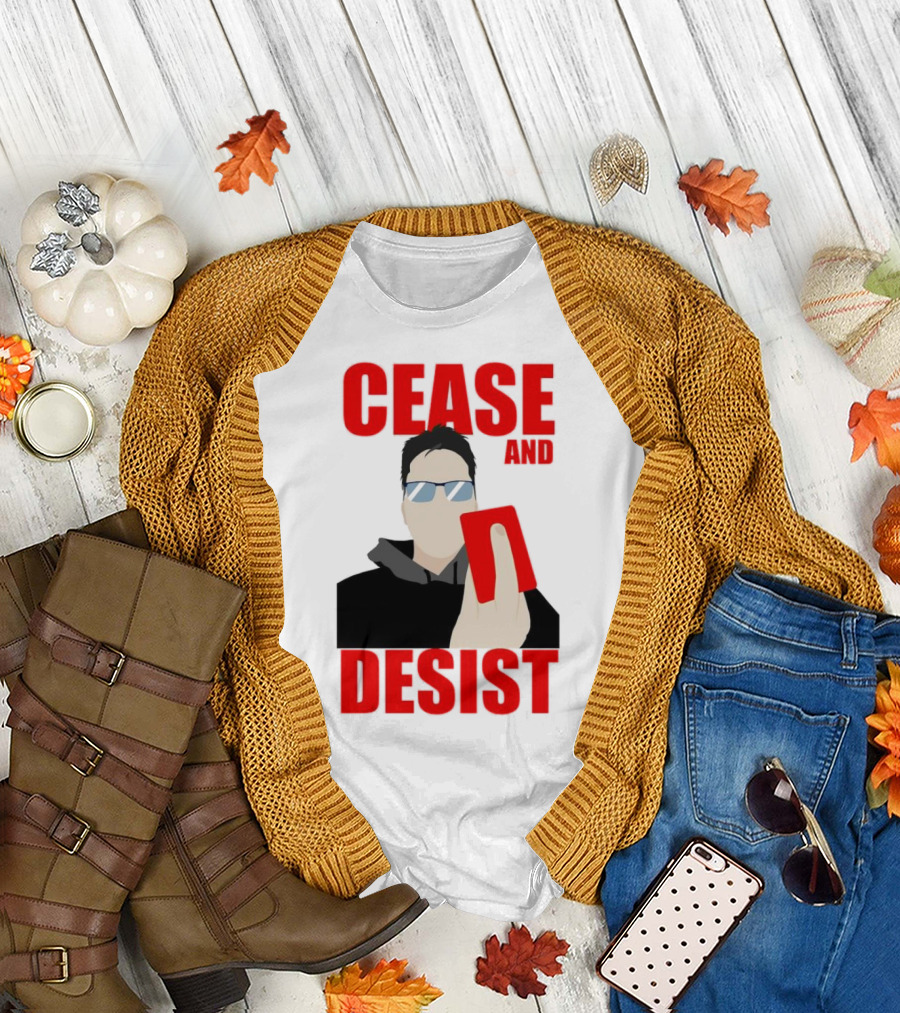 CEASE AND DESIST Red Card Warning T-Shirt