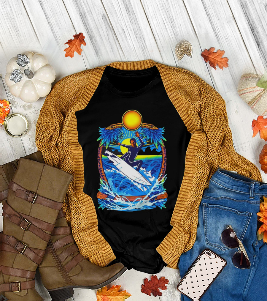 Chill with Water Surfing Under the Sun and Palm Trees T-Shirt