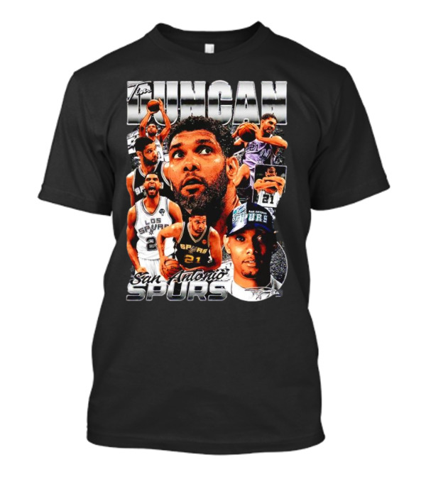 Tim Duncan San Antonio Spurs Basketball Legend Collage T-Shirt