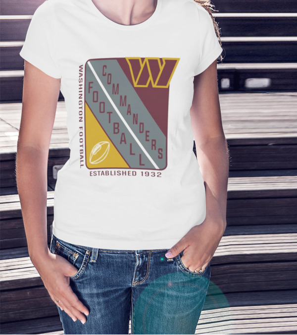 Washington Football Commanders Shield Football Established 1932 T-Shirt