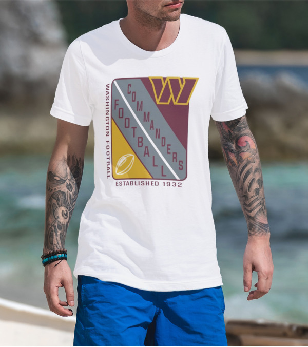 Washington Football Commanders Shield Football Established 1932 T-Shirt