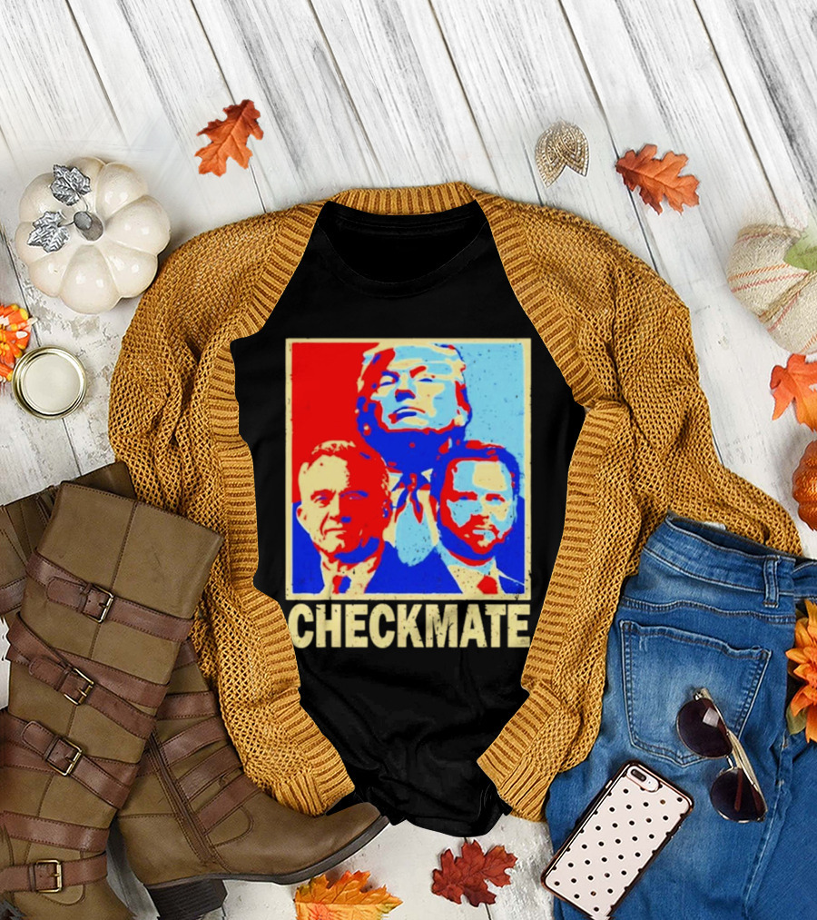 Trump Vance Kennedy Checkmate 2024 Bold Red Blue T-Shirt