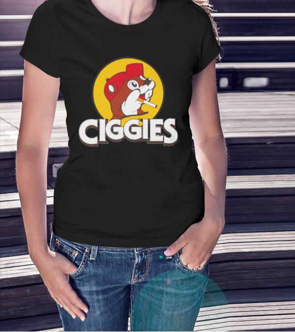 Ciggies Beanie Cap Cartoon Rodent Smoking T-Shirt