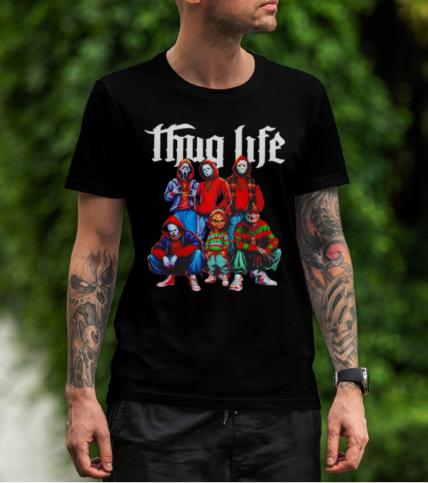 Thug Life Horror Movie Characters Masked Icons Group Hoodies T-Shirt