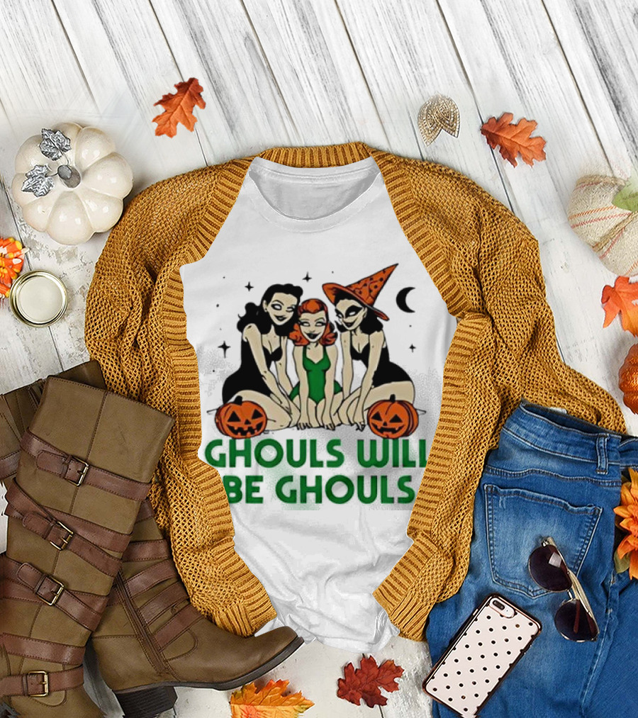 Ghouls Will Be Ghouls Witch Halloween Pumpkins Moon Stars T-Shirt