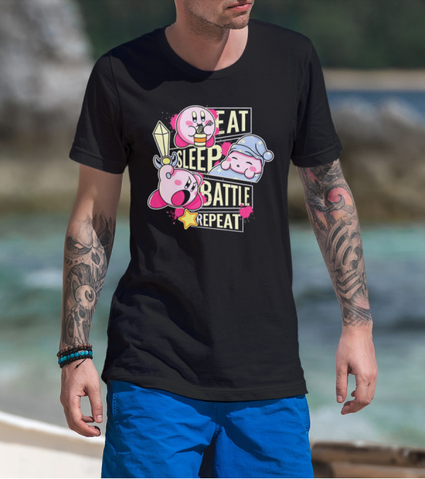 Kirby Eat Sleep Battle Repeat Game Life T-Shirt