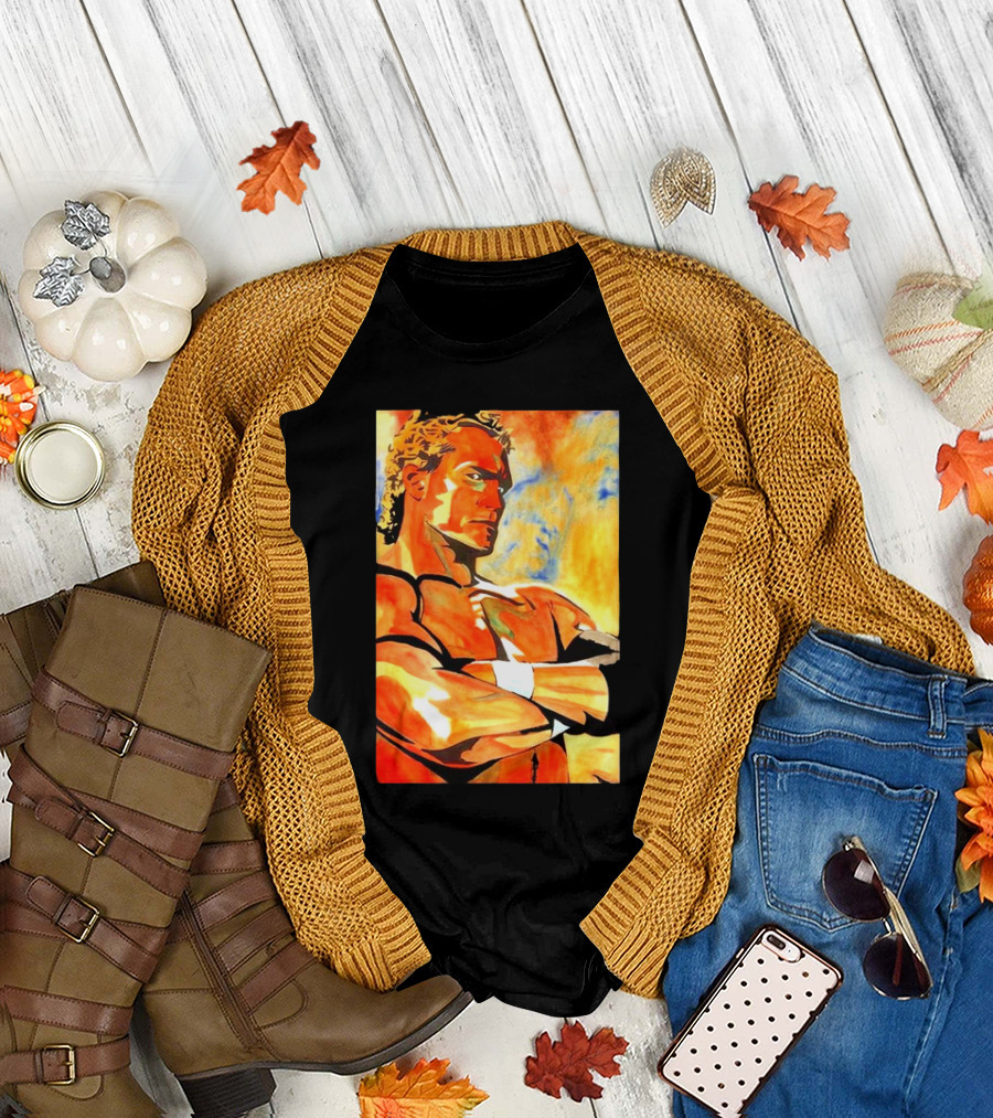 Sid Eudy WWE Portrait with Fiery Background T-Shirt