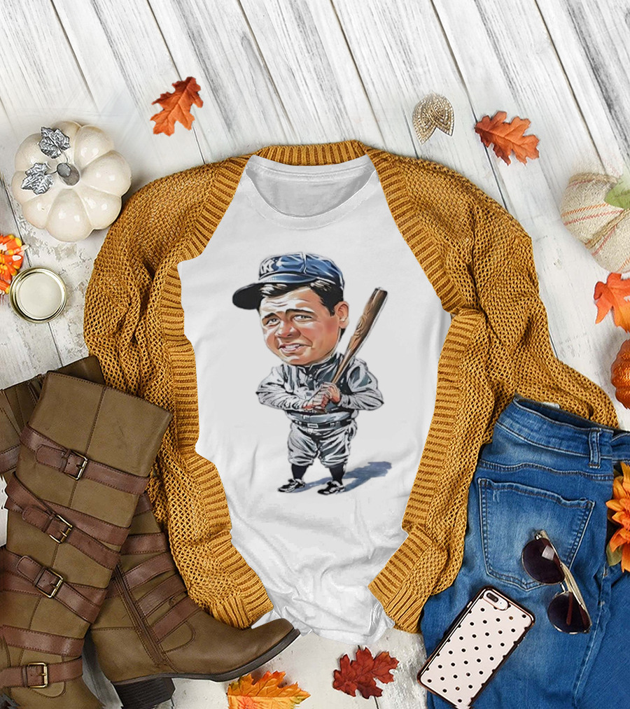 Babe Ruth NY Baseball Retro Caricature T-Shirt