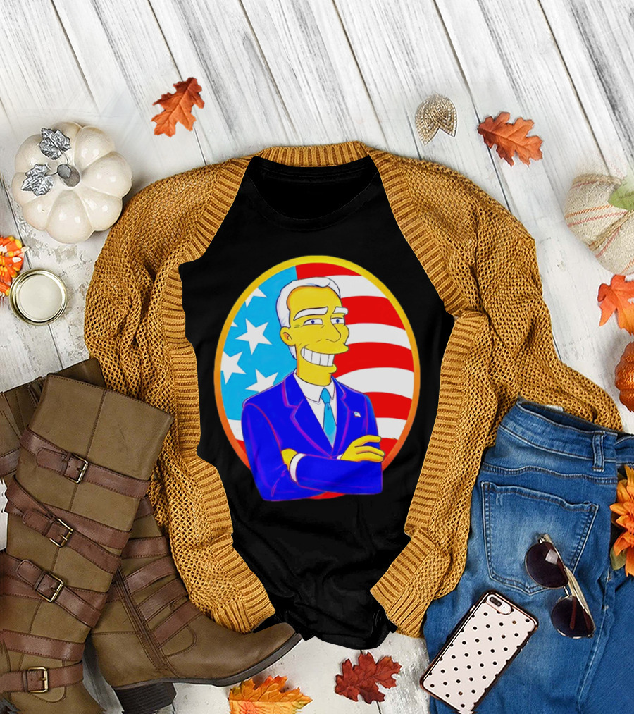 Joe Biden Simpsons Cartoon USA Flag T-Shirt