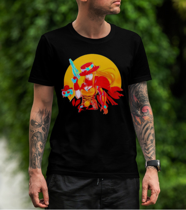 Samus Aran Metroid Marshal With Gun And Hat In Western T-Shirt