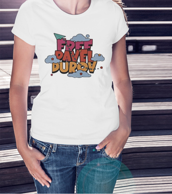 Free Pavel Durov Telegram Graffiti Clouds Paper Airplane T-Shirt