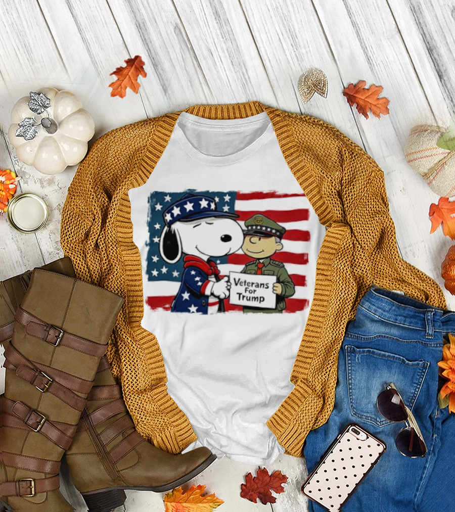 Veterans for Trump Snoopy Patriotic Flag Police Cartoon T-Shirt