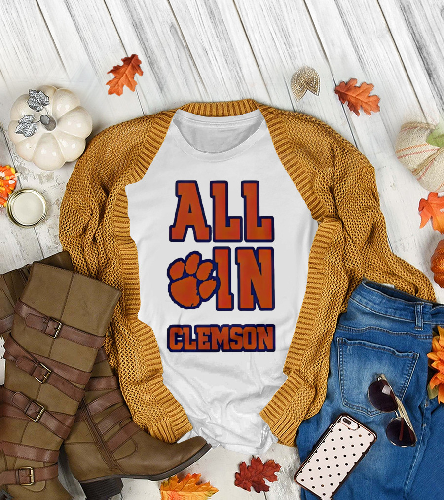 All In Clemson Tigers Football Paw T-Shirt