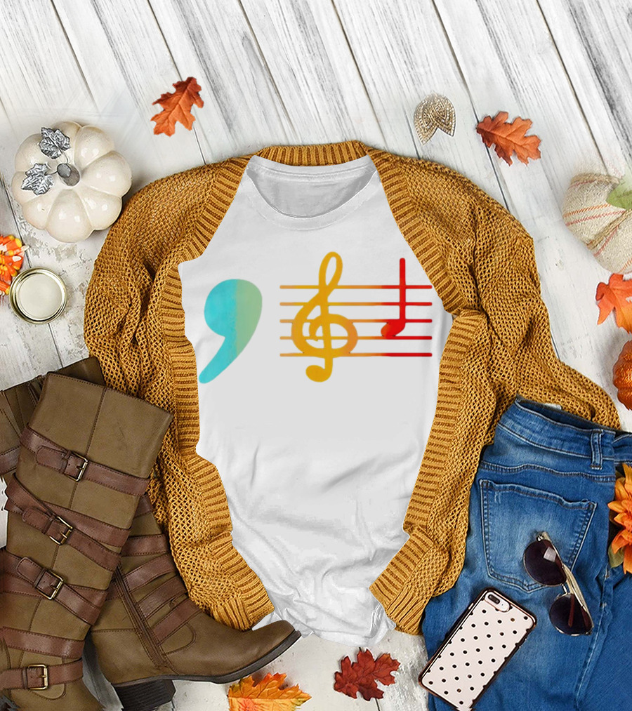 Comma Music Notes Kamala Harris Teacher Elections T-Shirt