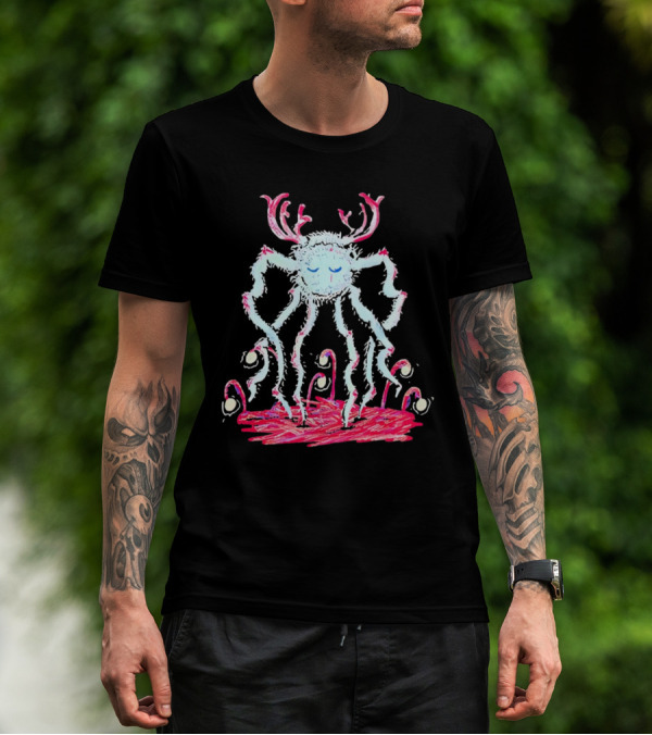 Cavetown Spider Whimsical Creature With Antlers In Pastel Sketch T-Shirt