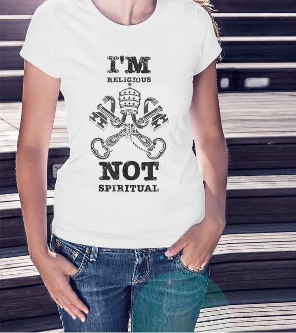 I'm Religious Not Spiritual Papal Tiara And Crossed Keys T-Shirt